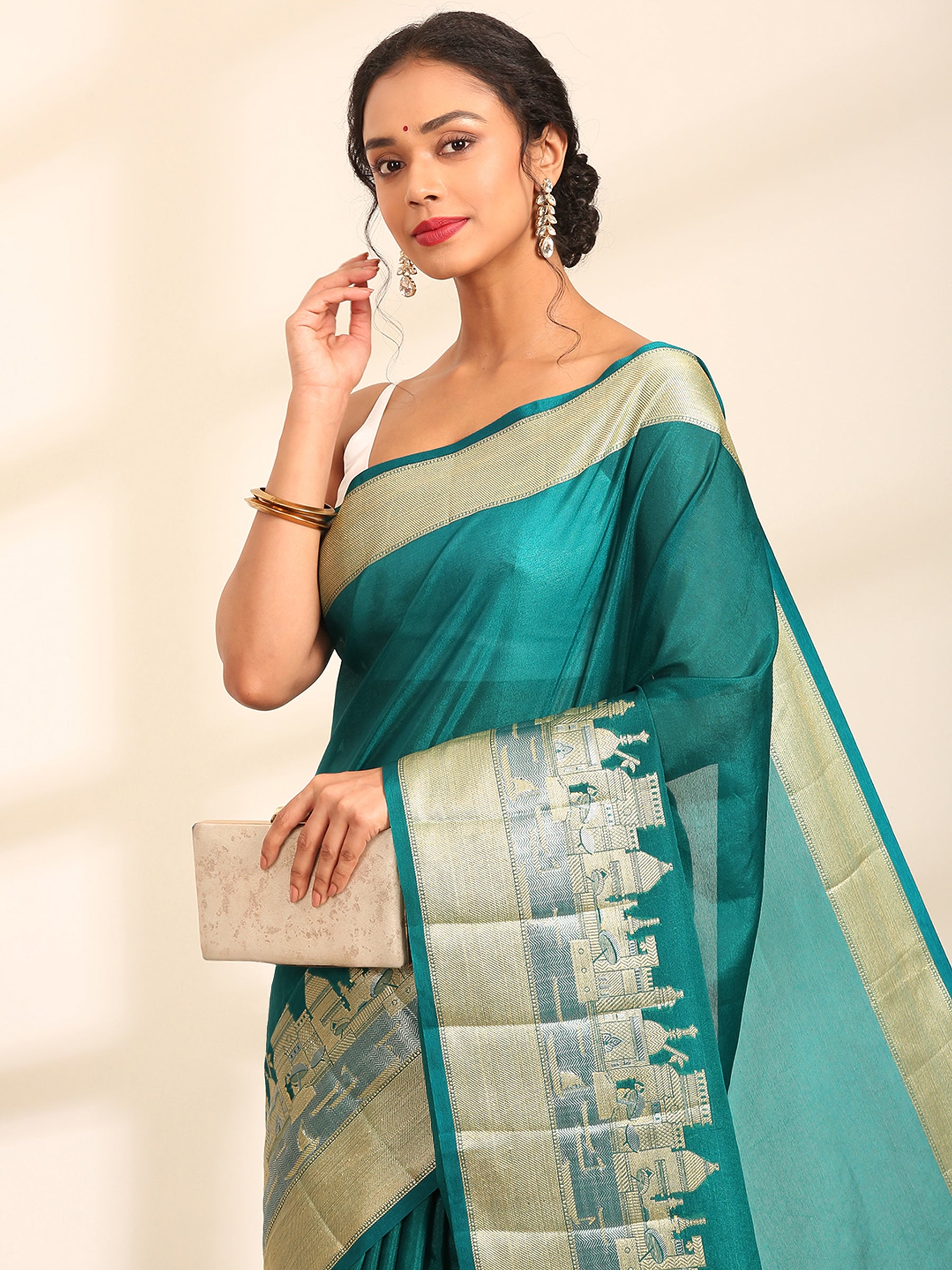 Green Banarasi Ghat Saree