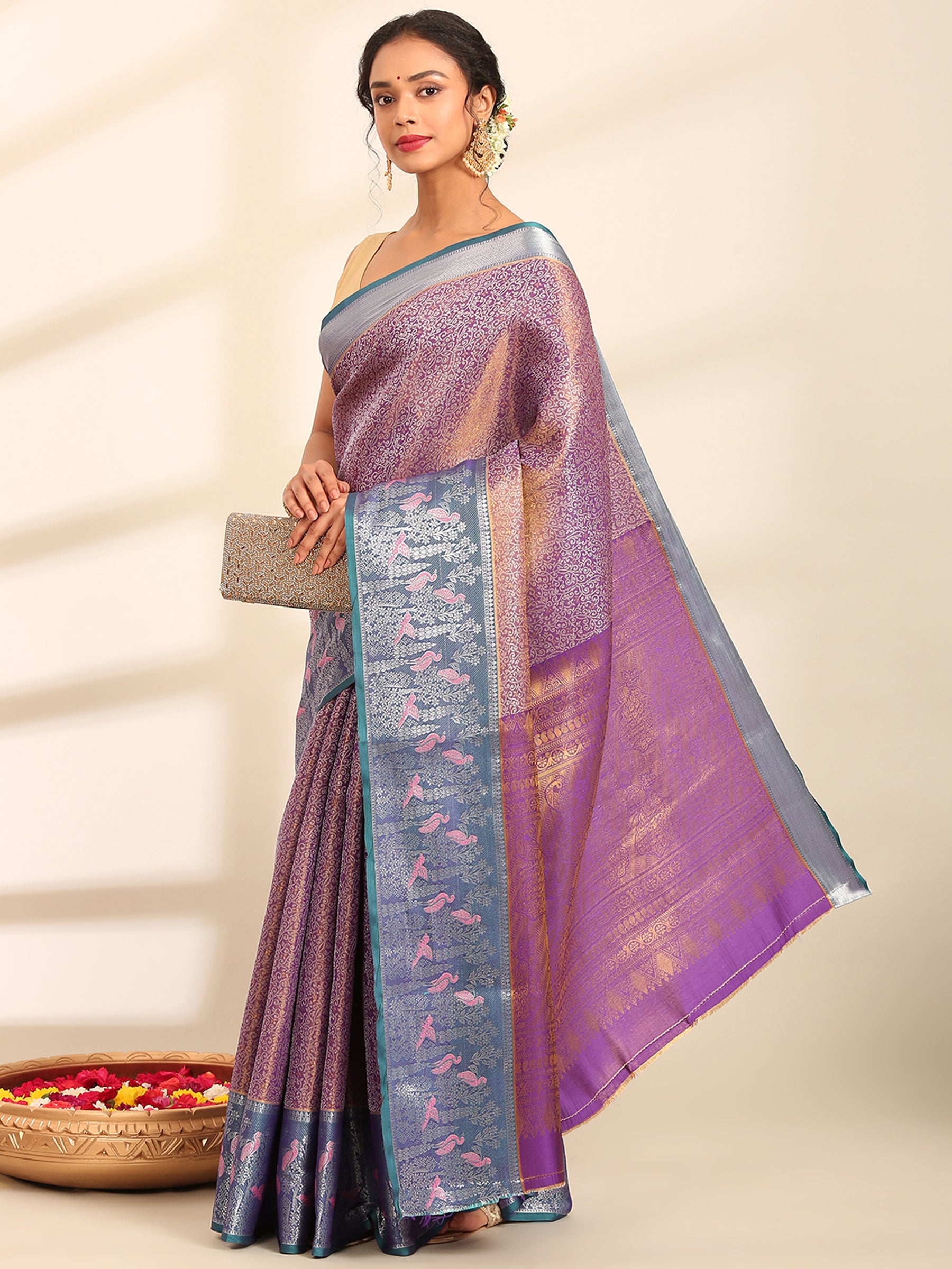Mayur Neel Zari Banarasi Saree