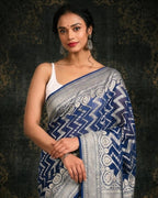 Rajkumari Chevron Blue Banarasi Silk Saree