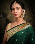 Panna Butidar Emerald Green Banarasi Silk Saree