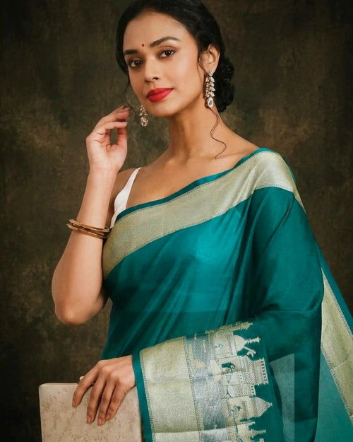 Green Banarasi Ghat Silk Saree