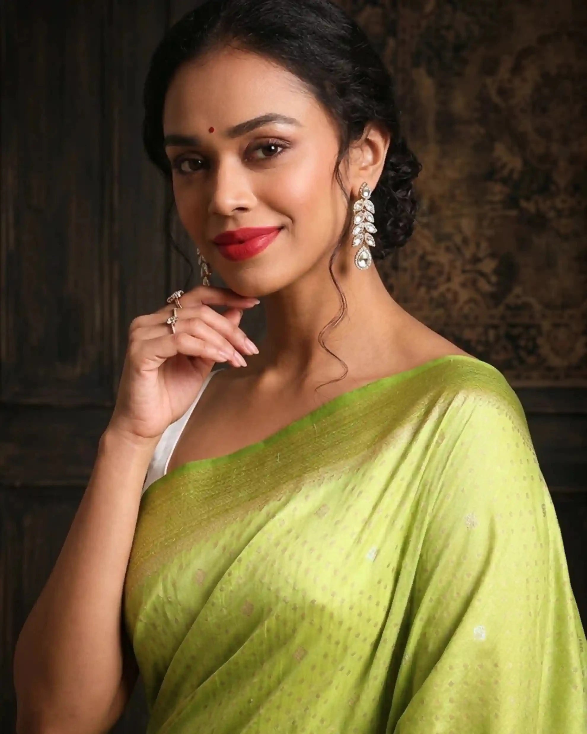 Kesari Kashi Lime Green Banarasi Silk Saree