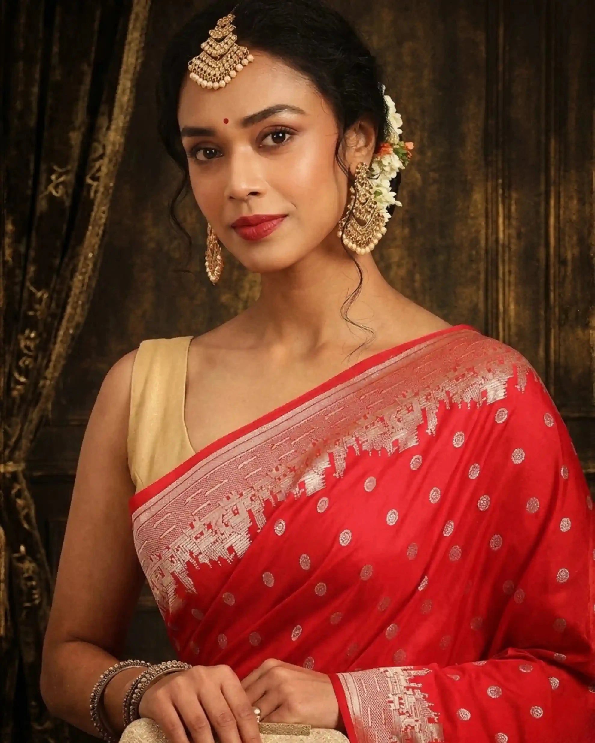 Kashi Sundari Red Banarasi Silk Saree