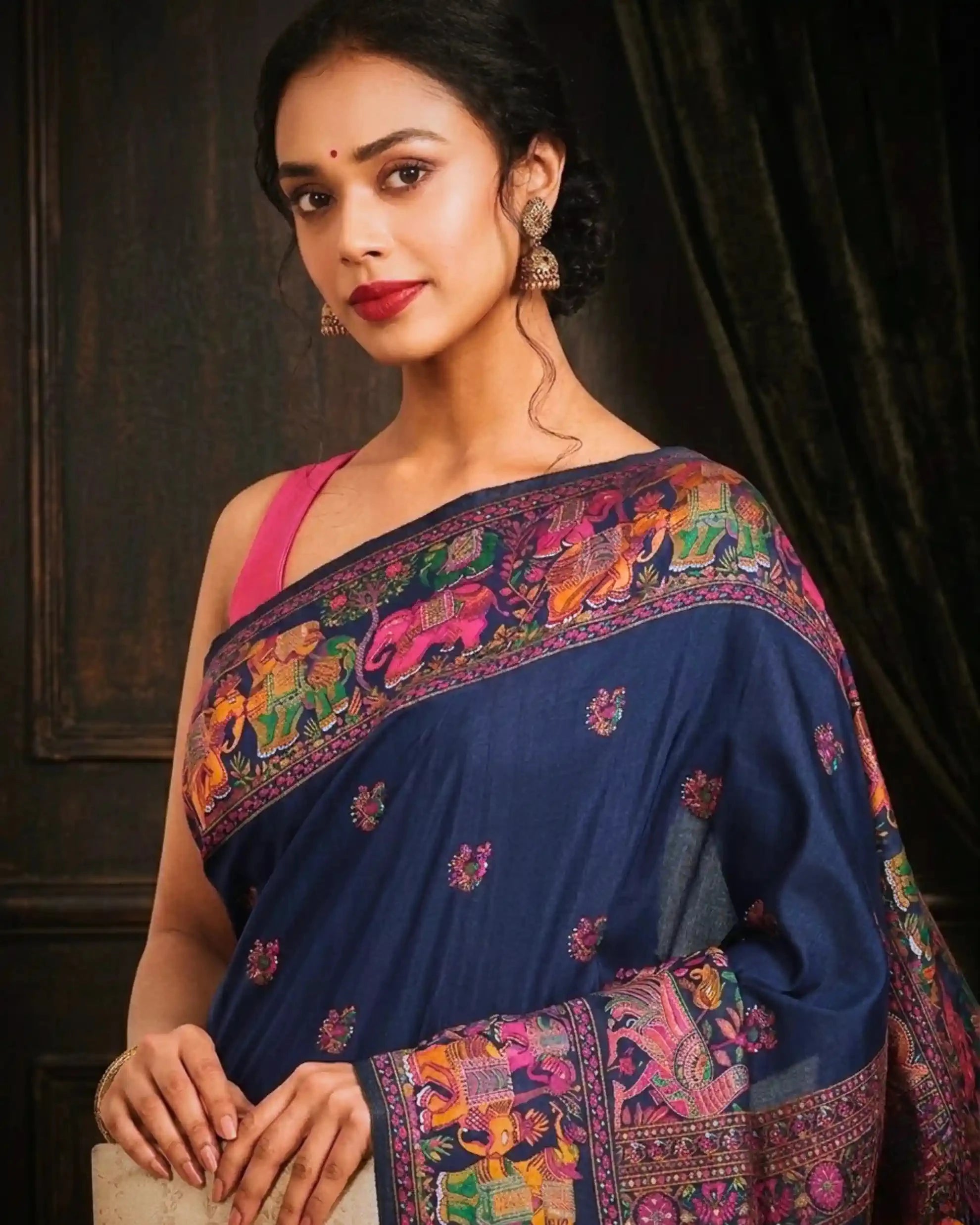 Meher-Gul Blue Zari Banarasi Silk Saree