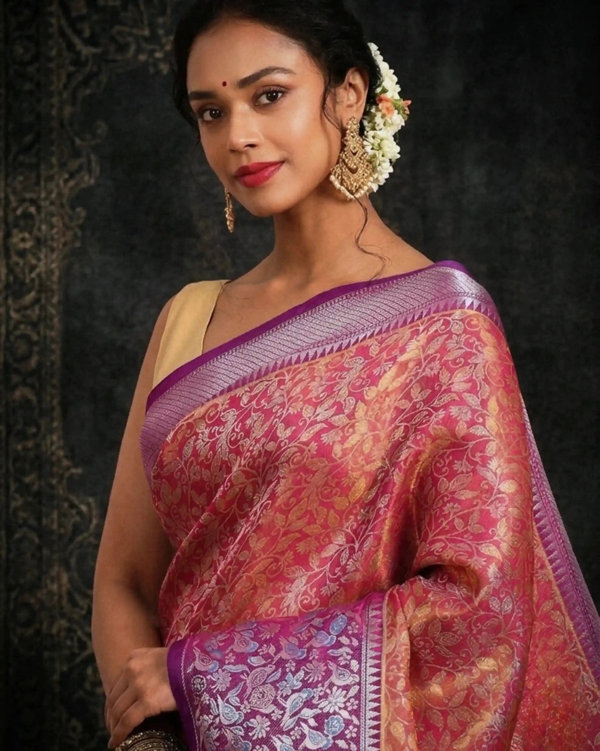 Gulnaar Jaal Banarasi Silk Saree