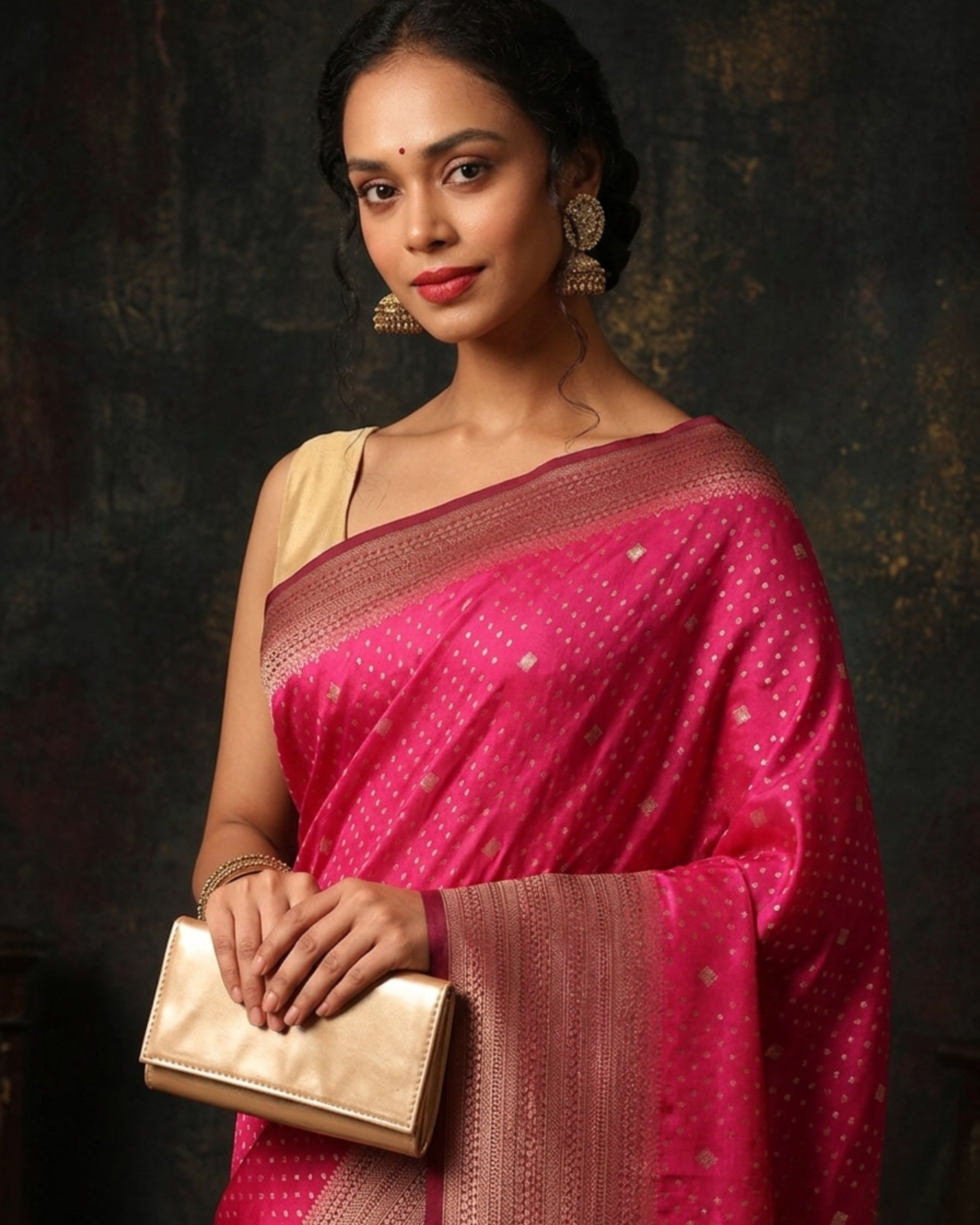 Gulabi Kashi Banarasi Saree