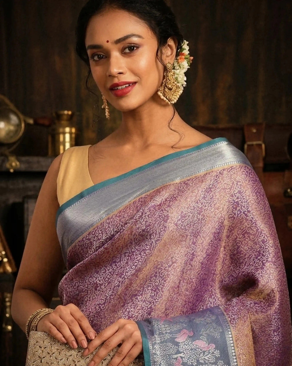 Mayur Neel Zari Banarasi Silk Saree
