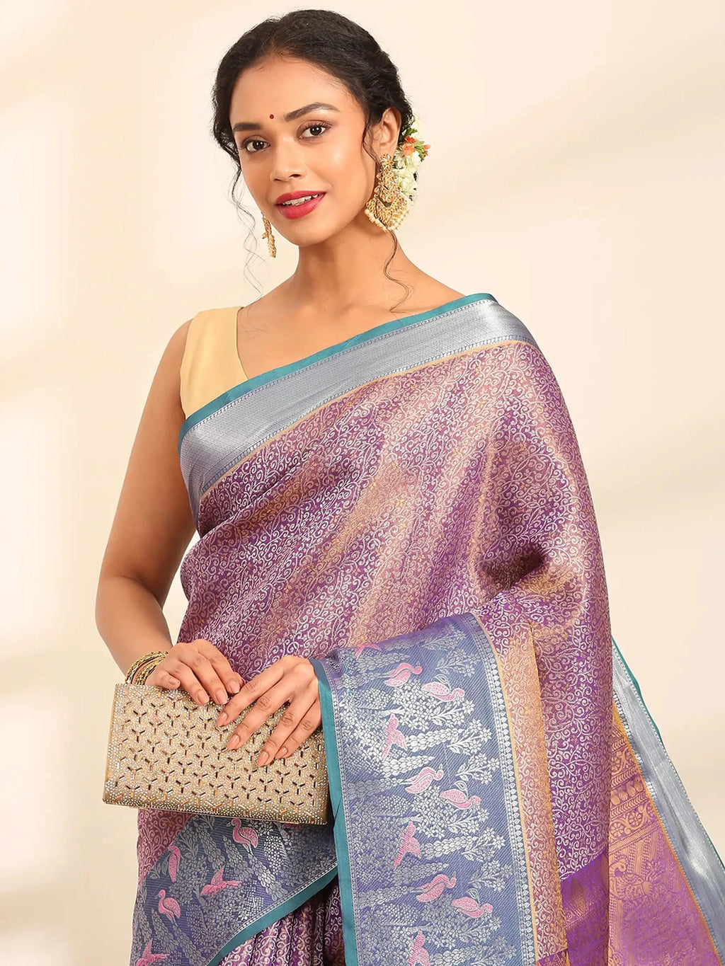 Mayur Neel Zari Banarasi Silk Saree