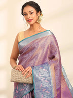Mayur Neel Zari Banarasi Silk Saree