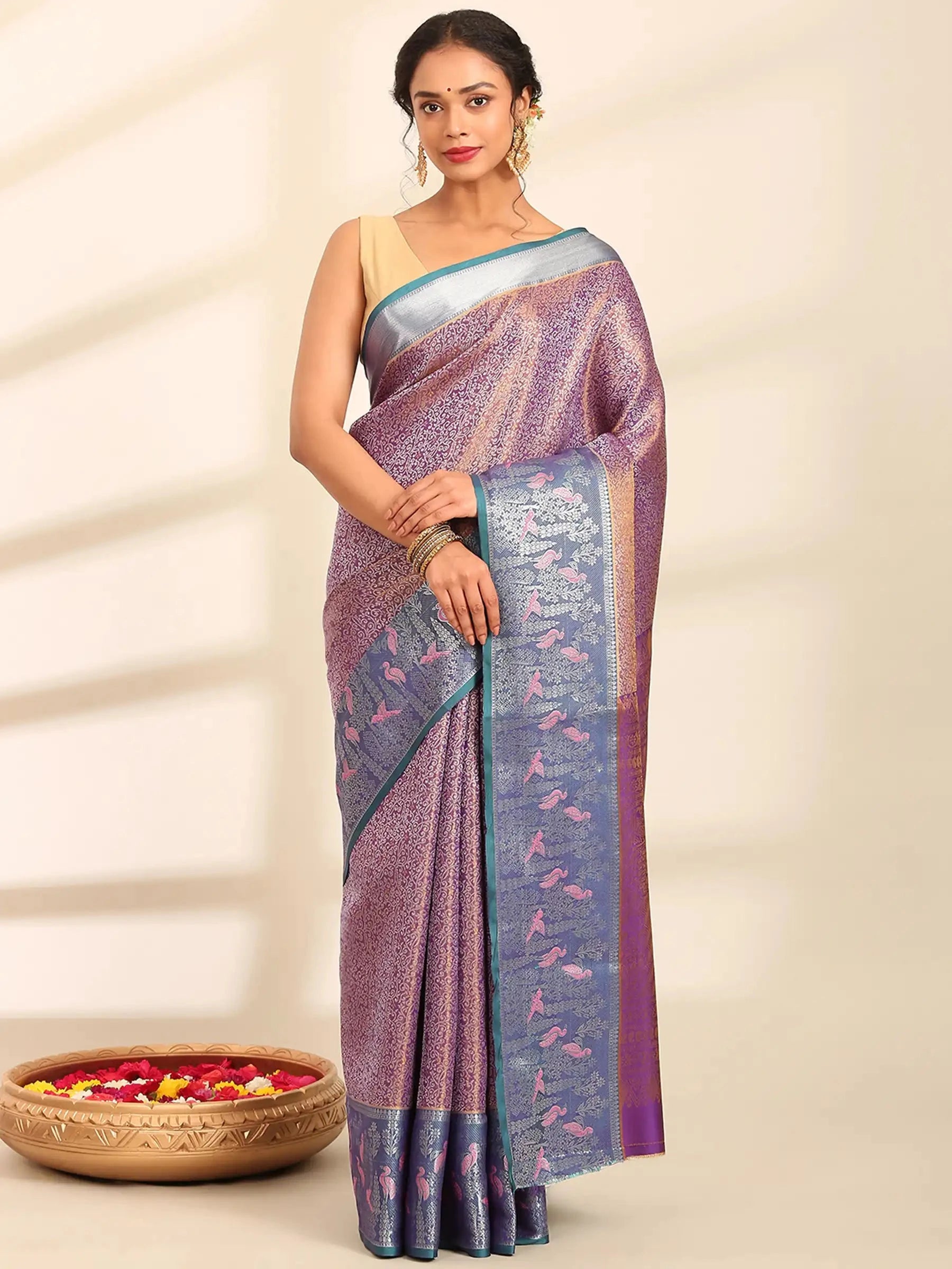 Mayur Neel Zari Banarasi Silk Saree