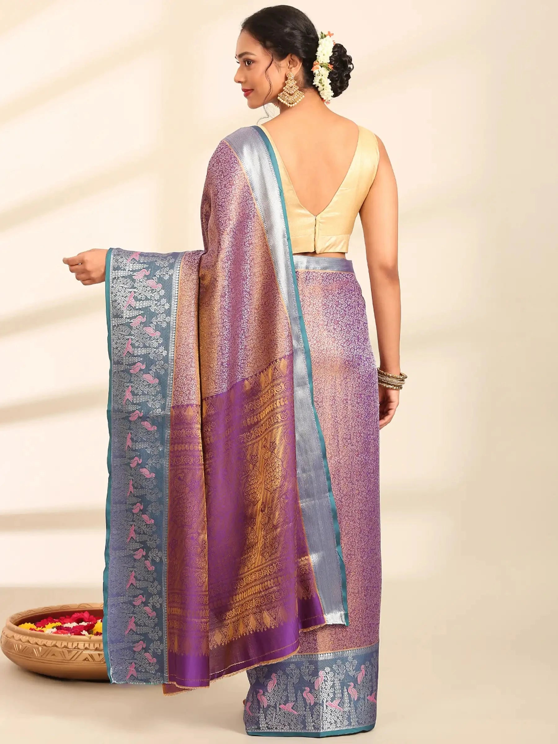 Mayur Neel Zari Banarasi Silk Saree