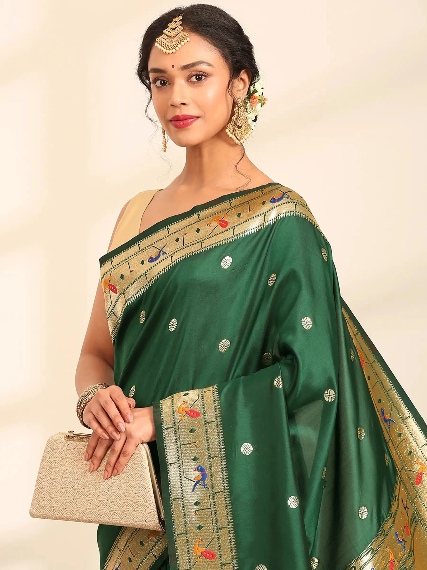 Panna Butidar Emerald Green Banarasi Silk Saree