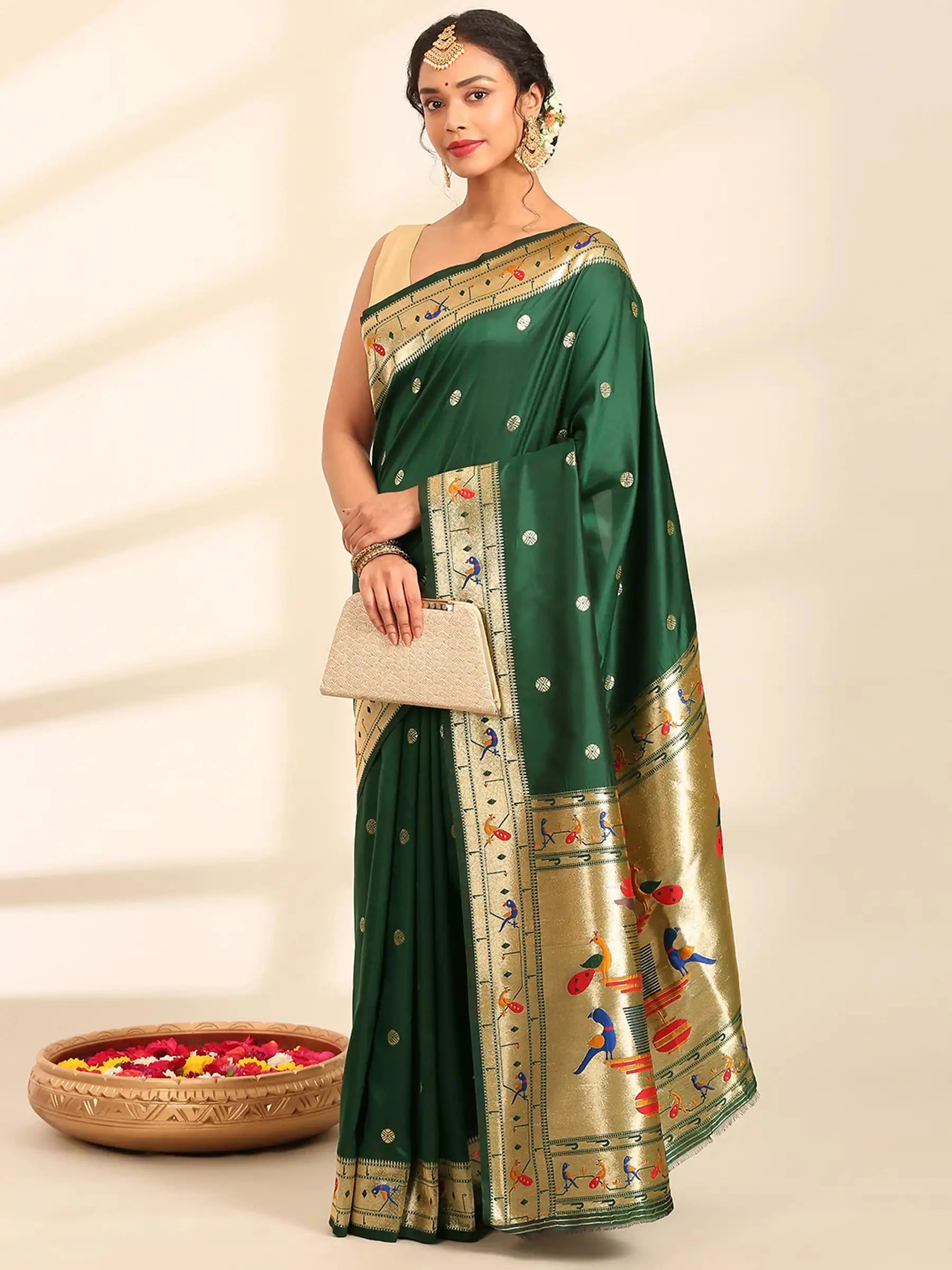 Panna Butidar Emerald Green Banarasi Silk Saree