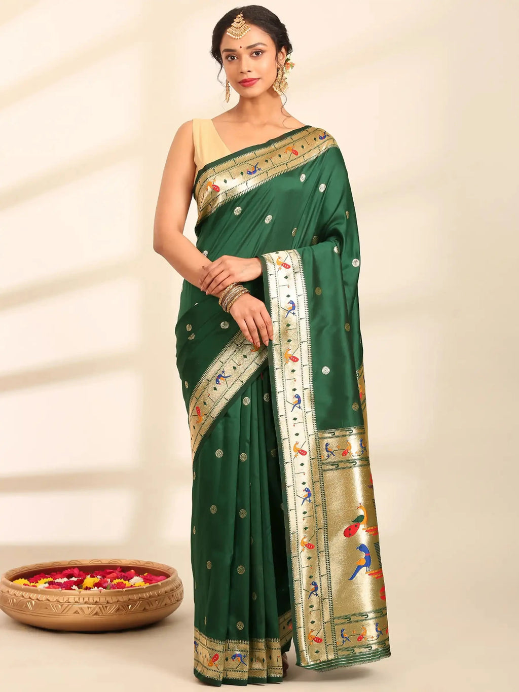 Panna Butidar Emerald Green Banarasi Silk Saree