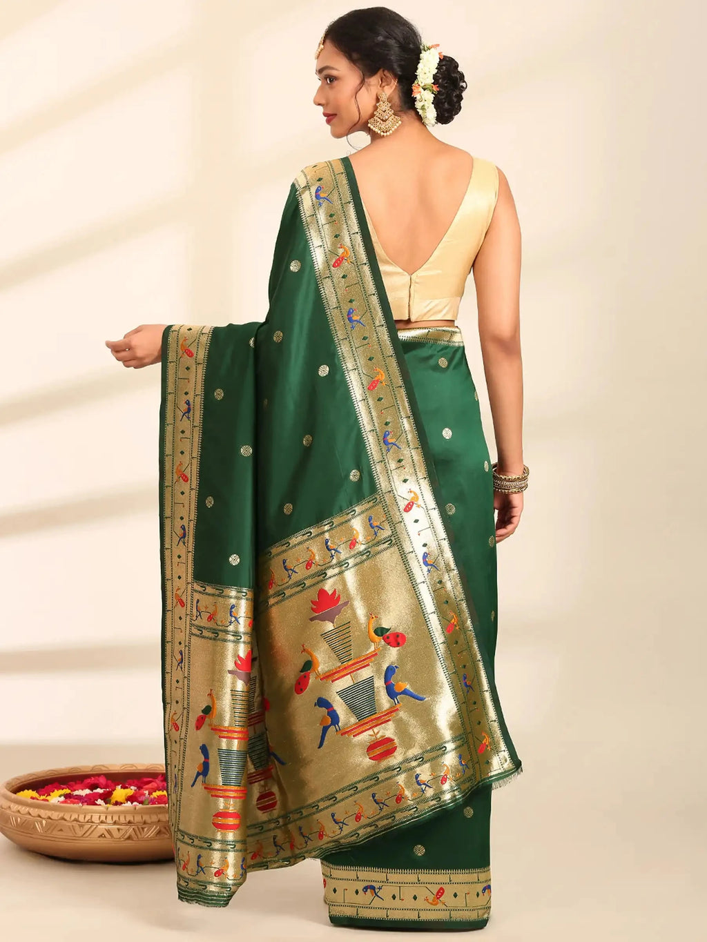 Panna Butidar Emerald Green Banarasi Silk Saree