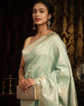 Mint Green Soft Silk Banarasi Saree