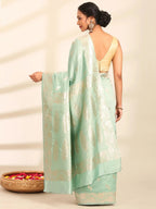 Mint Green Soft Banarasi Silk Saree