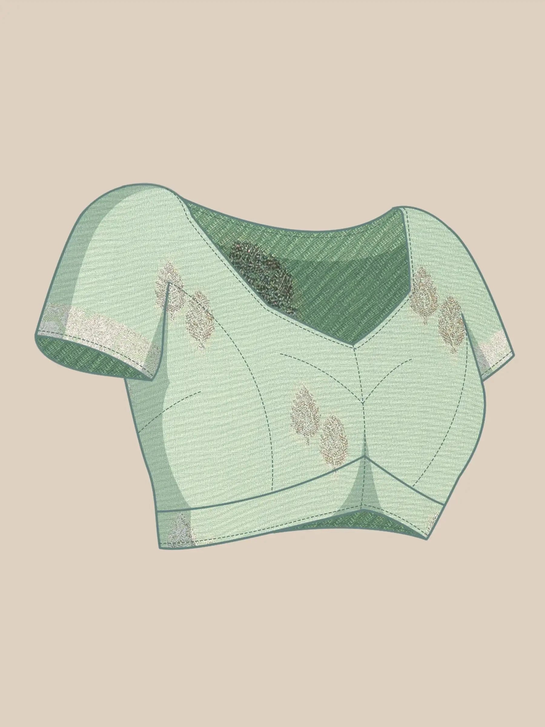 Mint Green Soft Banarasi Silk Saree