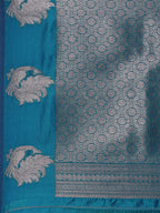 Rajwada Zari Jaal Teal Blue Banarasi Silk Saree