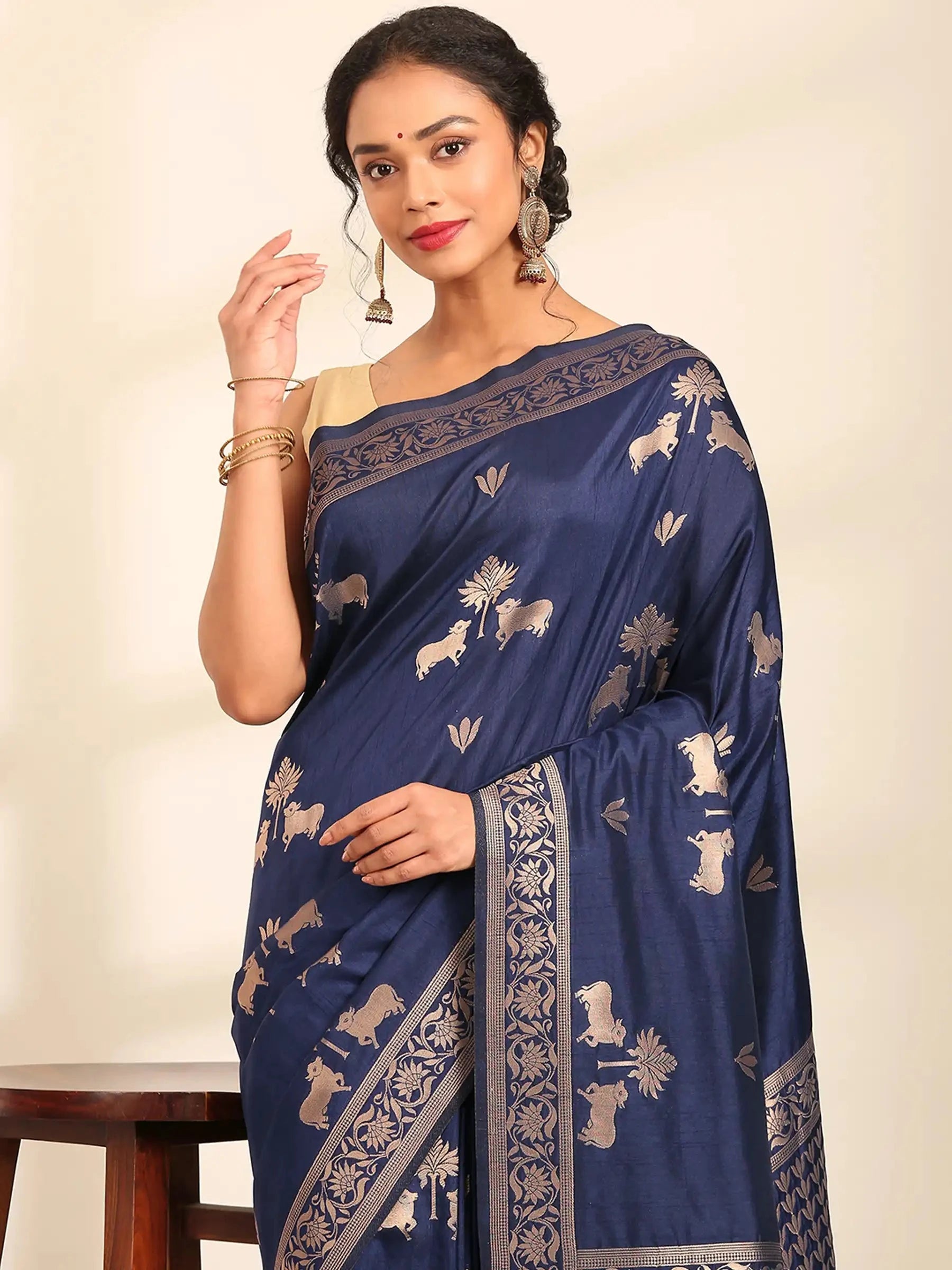 Neelkamal Buti Blue Banarasi Silk Saree