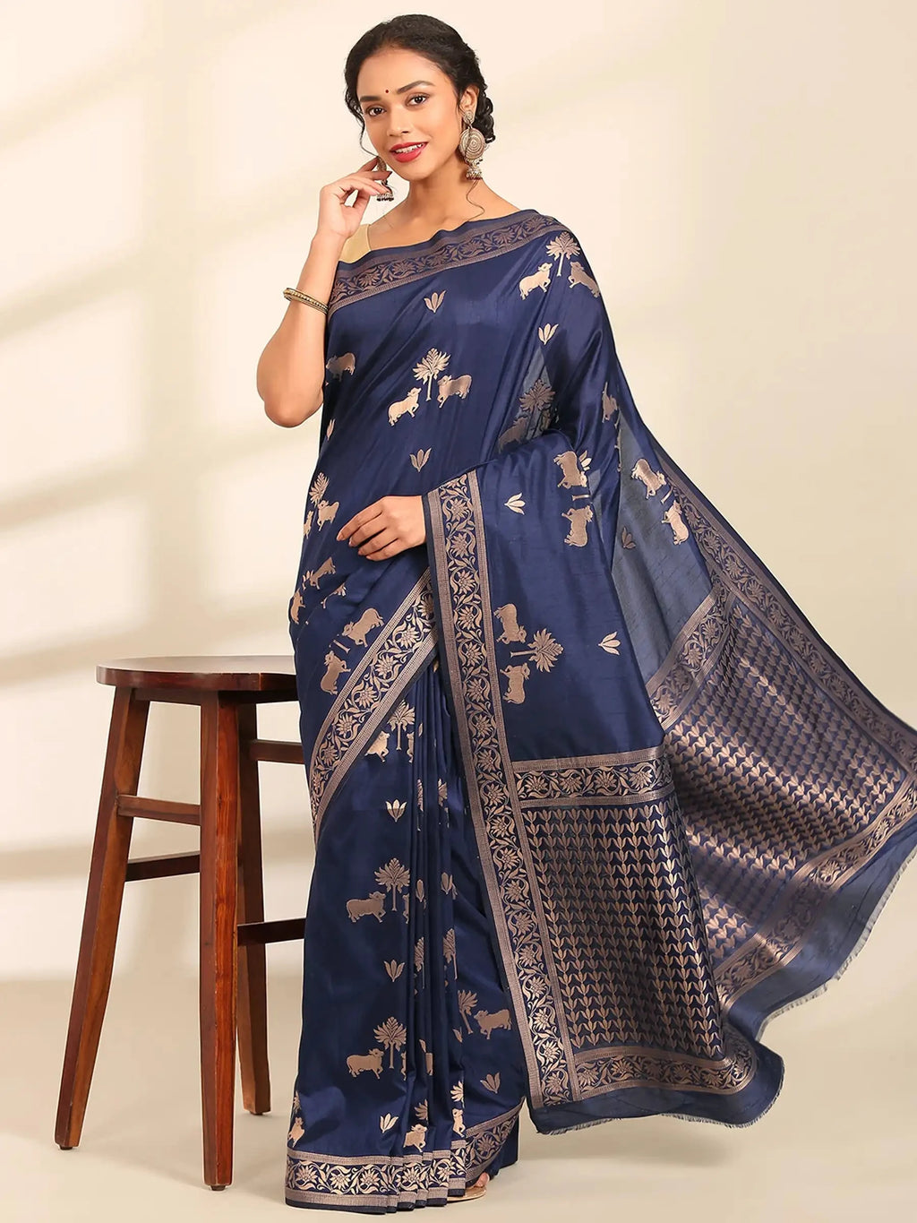 Neelkamal Buti Blue Banarasi Silk Saree
