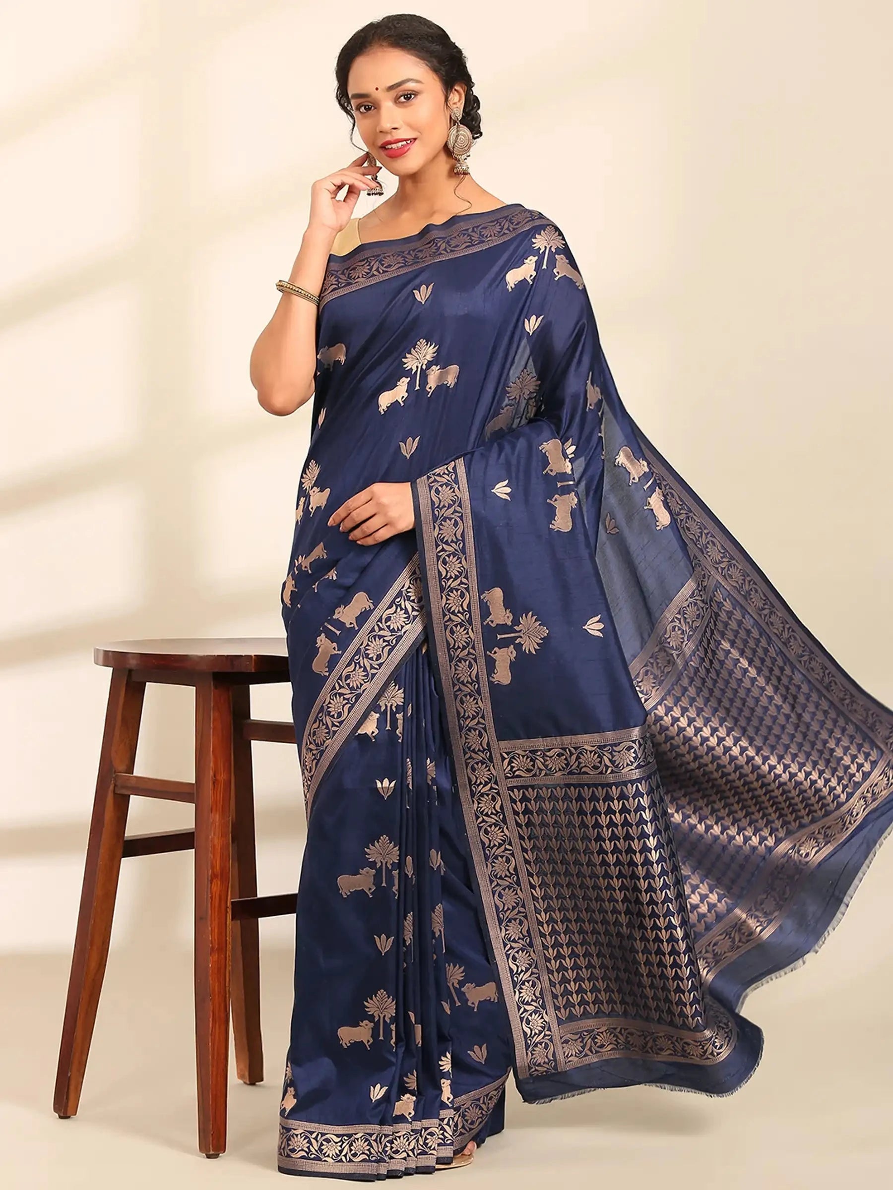 Neelkamal Buti Blue Banarasi Silk Saree