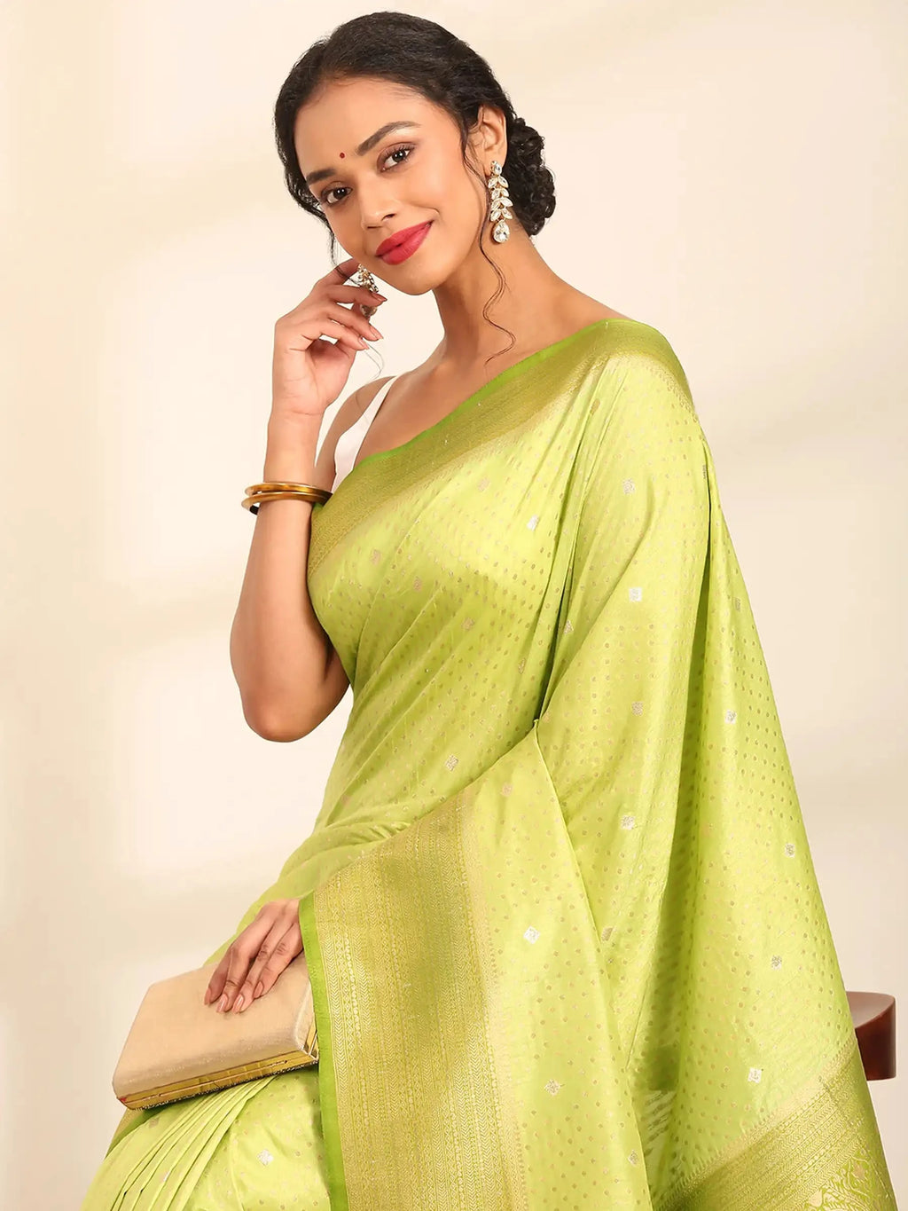Kesari Kashi Lime Green Banarasi Silk Saree