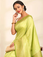 Kesari Kashi Lime Green Banarasi Silk Saree