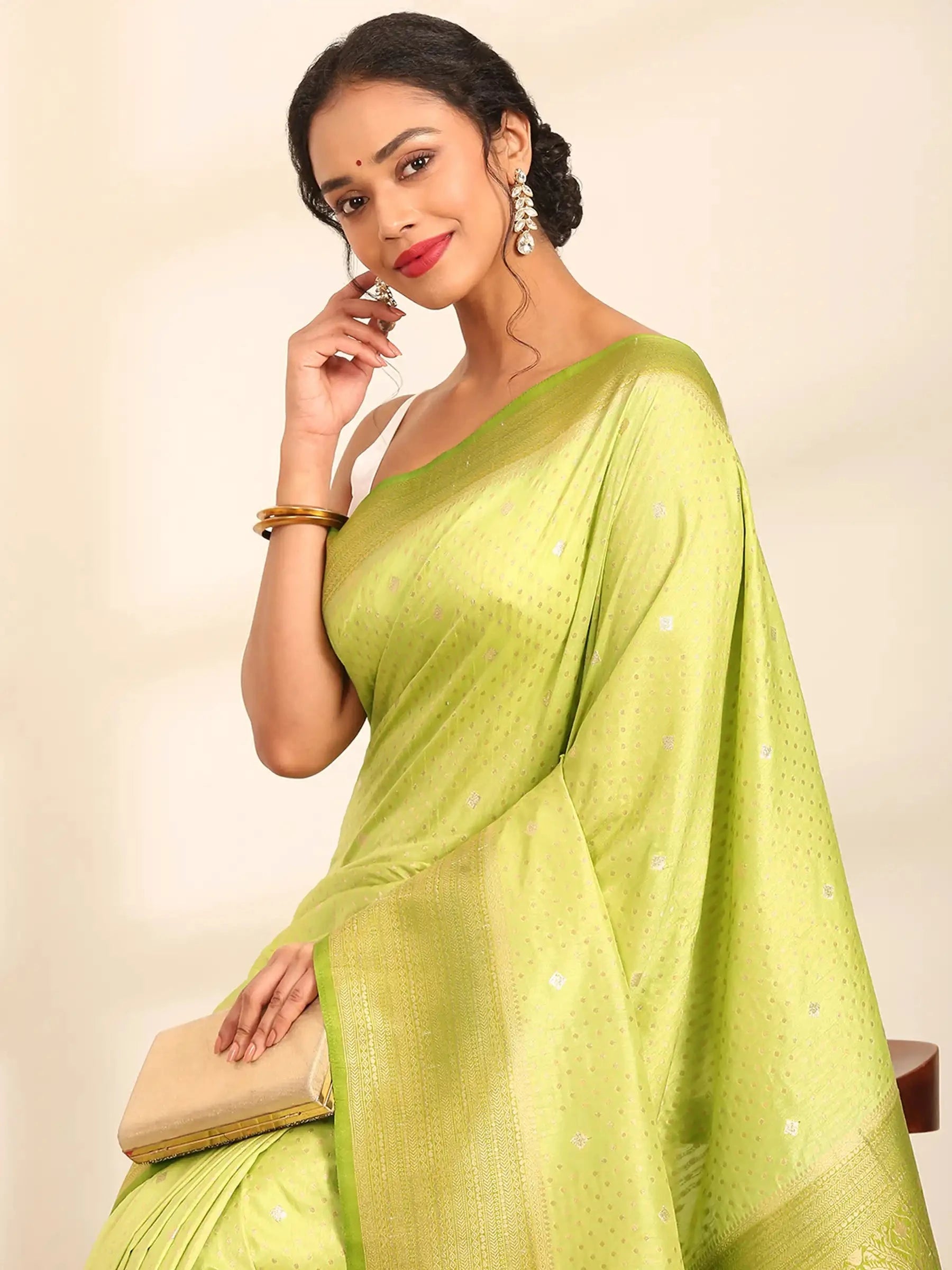 Kesari Kashi Lime Green Banarasi Silk Saree