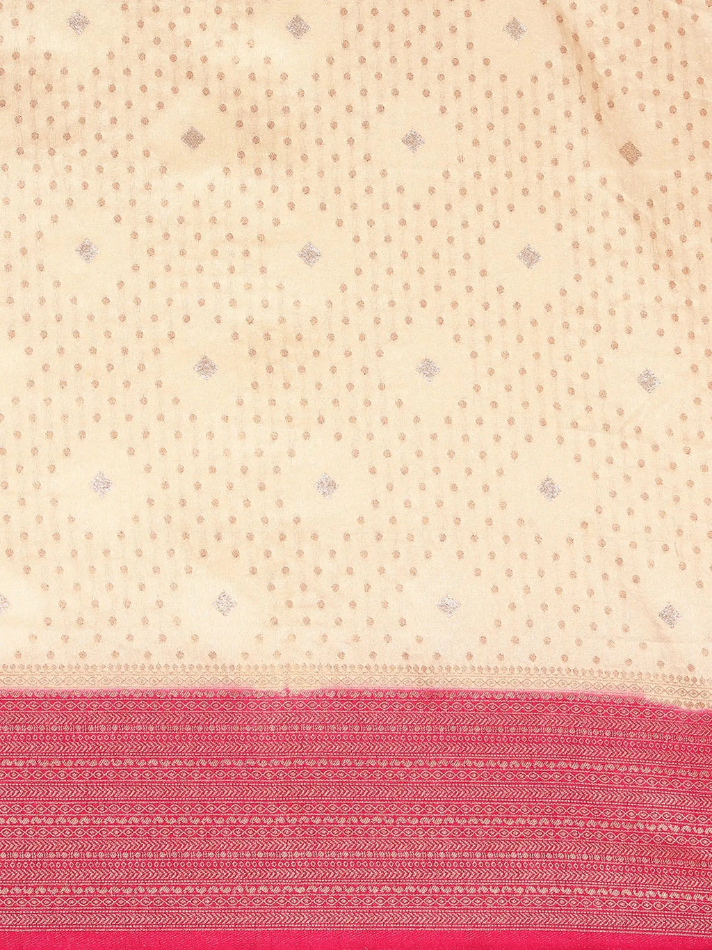 Rani Pushp Cream Pink Banarasi Silk Saree