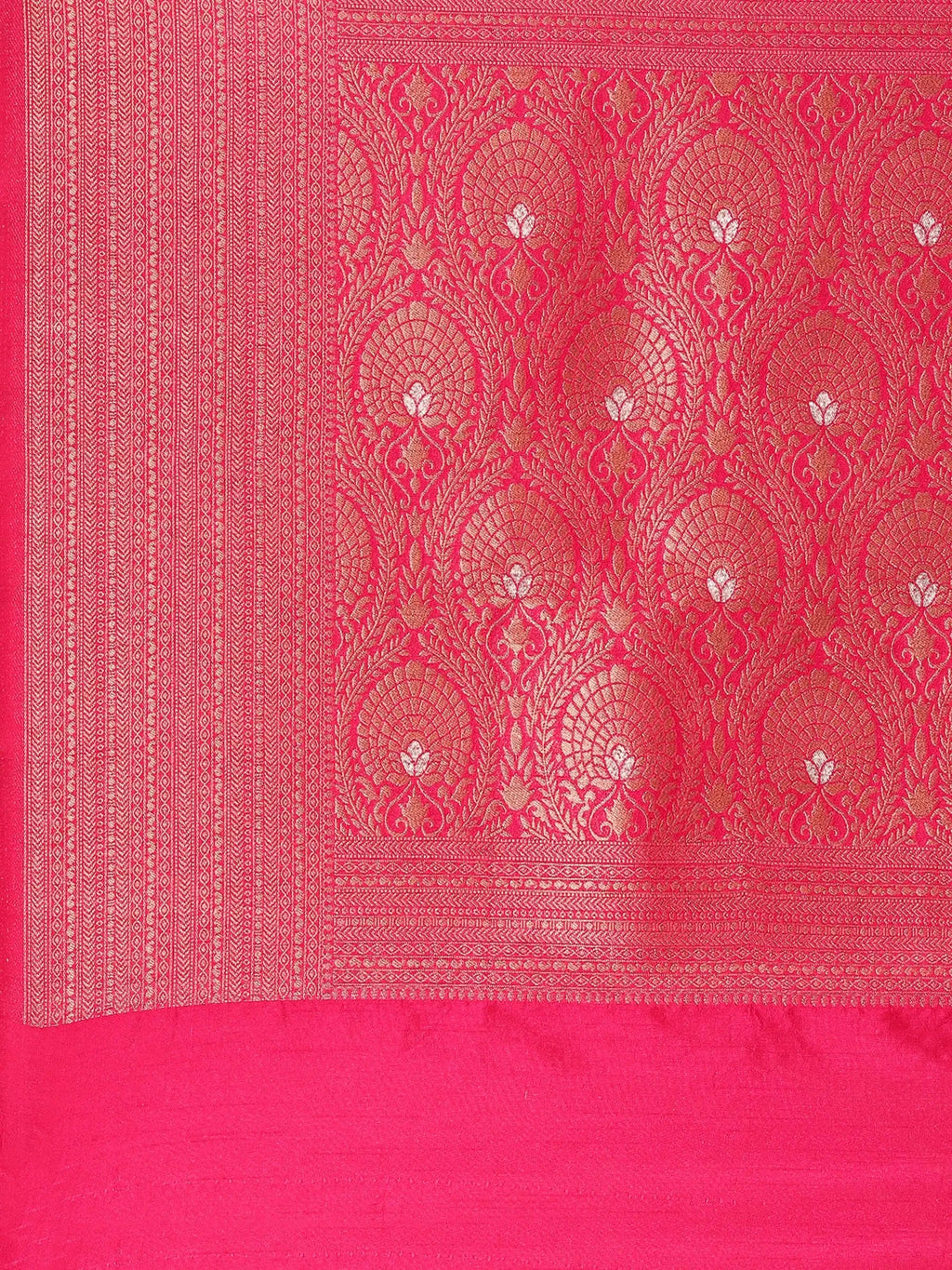 Rani Pushp Cream Pink Banarasi Silk Saree