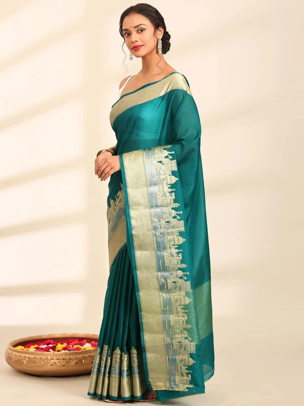 Green Banarasi Ghat Silk Saree