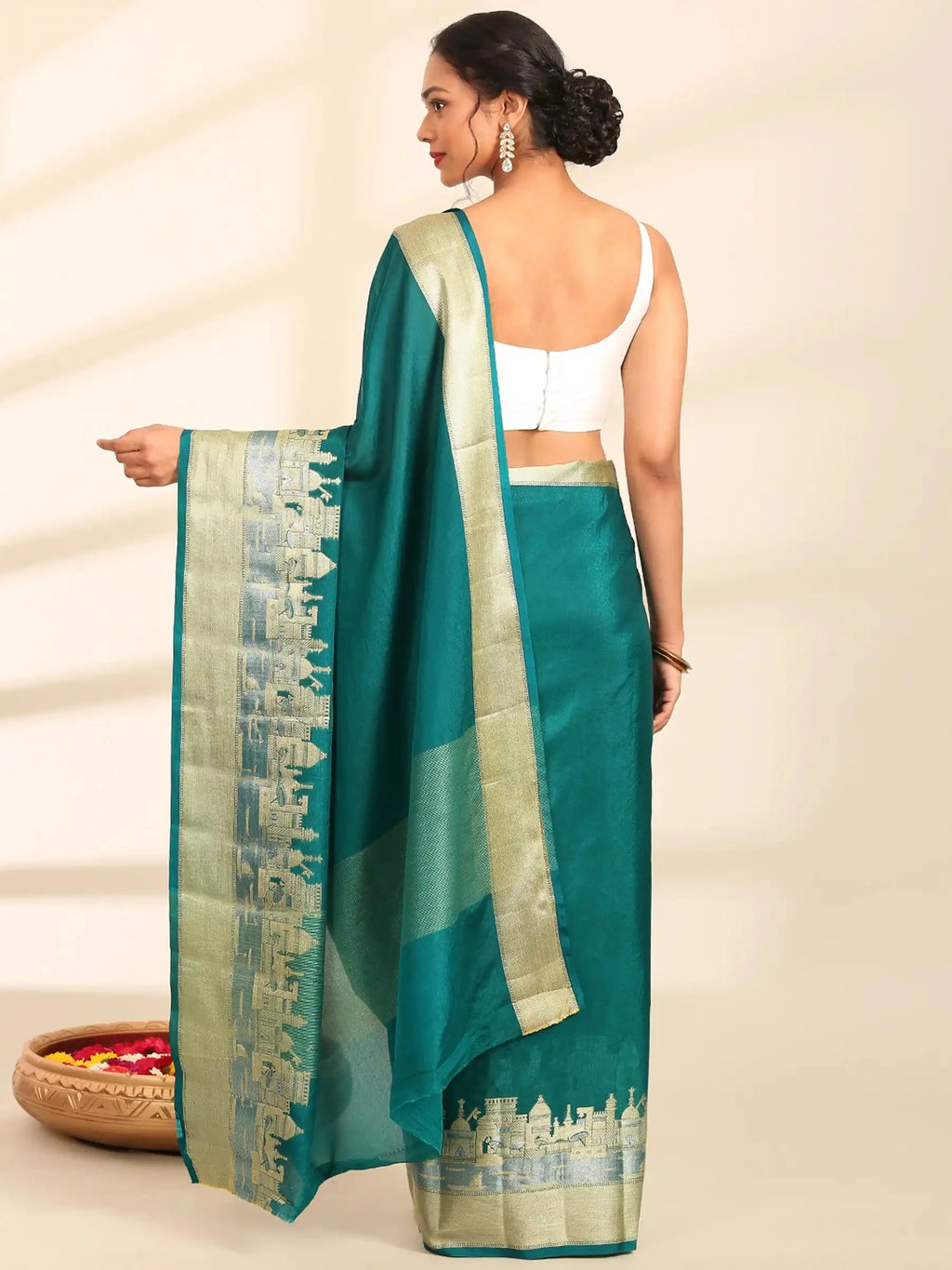 Green Banarasi Ghat Silk Saree