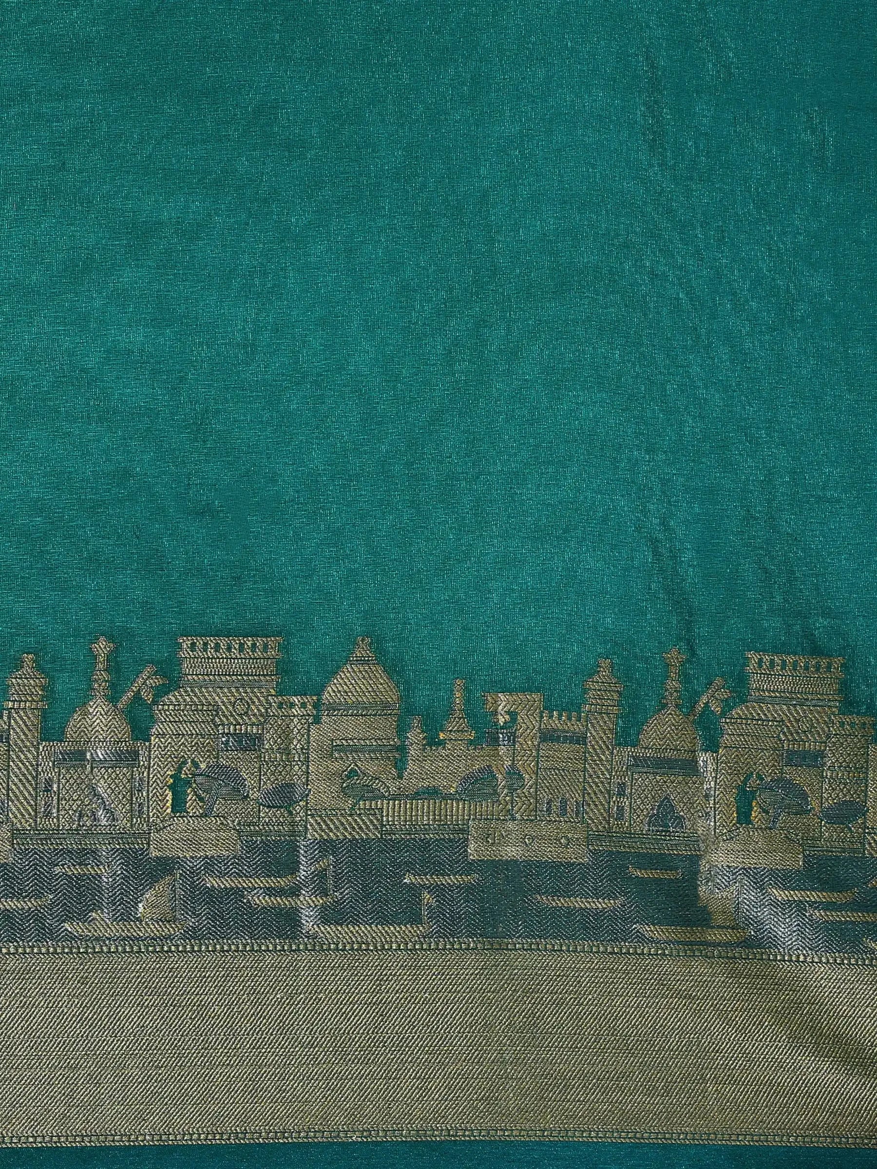Green Banarasi Ghat Silk Saree