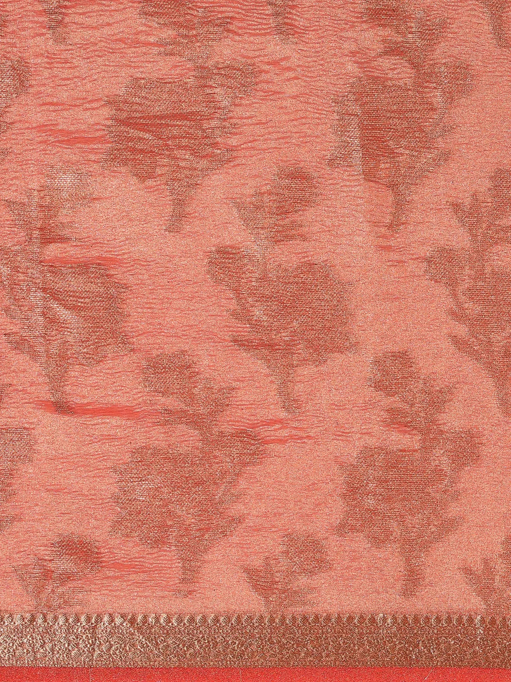 Surkh Rang Mahal Coral Banarasi Silk Saree