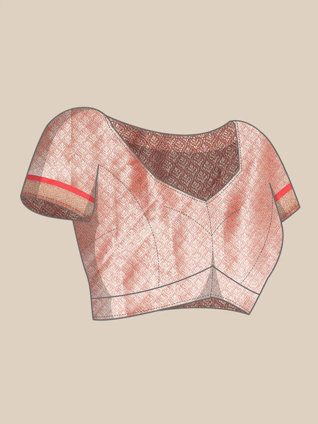 Surkh Rang Mahal Coral Banarasi Silk Saree