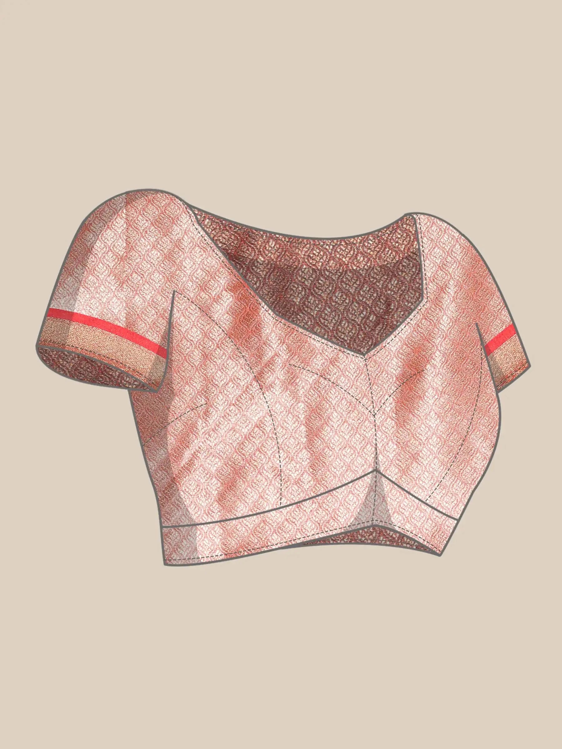 Surkh Rang Mahal Coral Banarasi Silk Saree