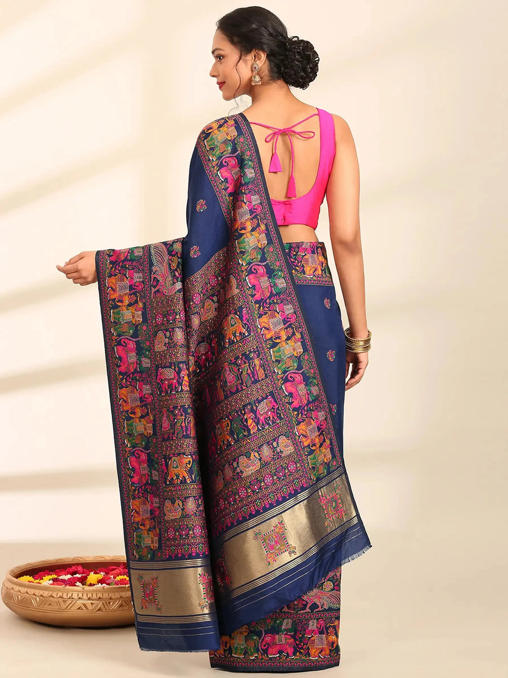 Meher-Gul Blue Zari Banarasi Silk Saree