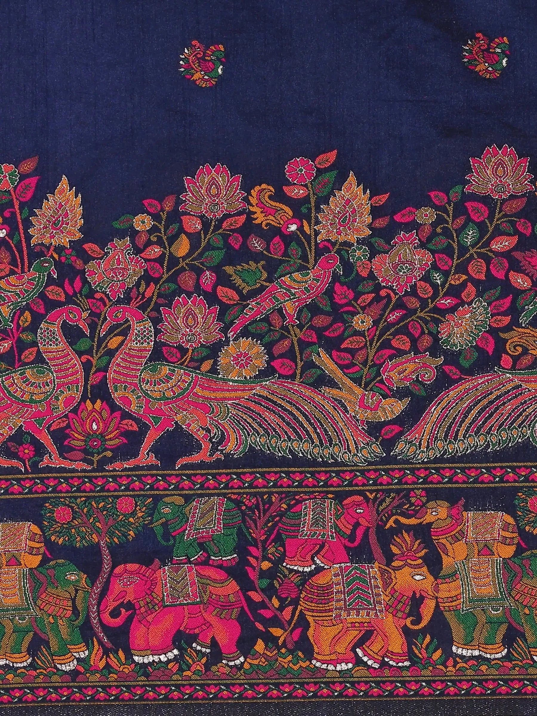Meher-Gul Blue Zari Banarasi Silk Saree