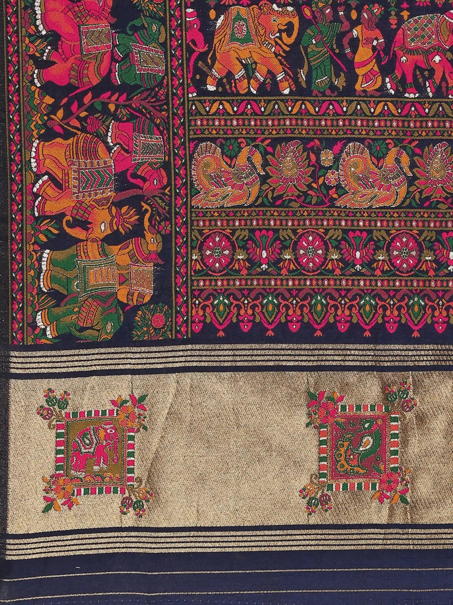 Meher-Gul Blue Zari Banarasi Silk Saree