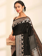 Raat Rani Black Banarasi Silk Saree