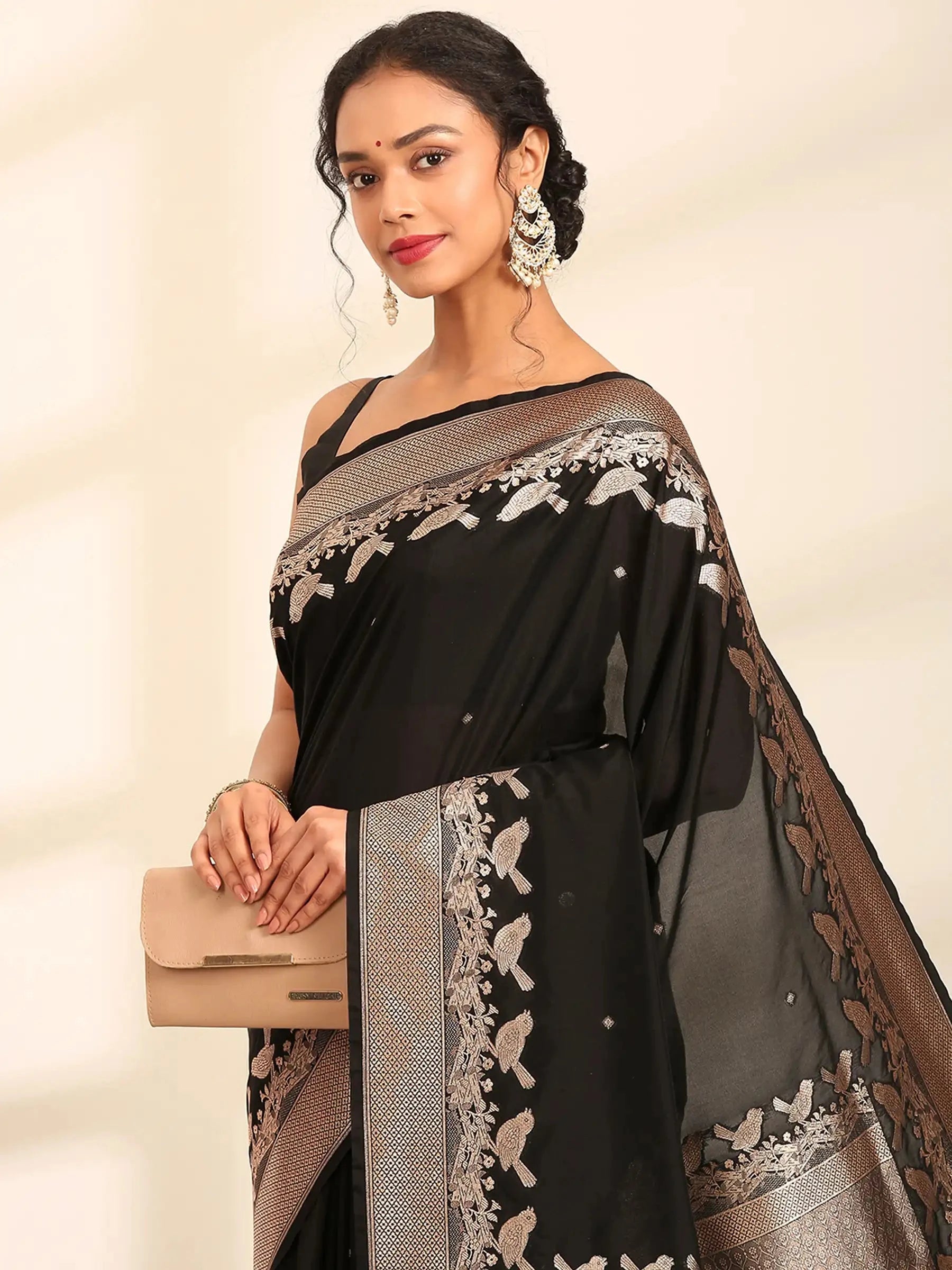Raat Rani Black Banarasi Silk Saree