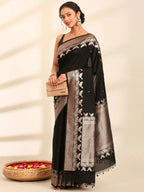 Raat Rani Black Banarasi Silk Saree