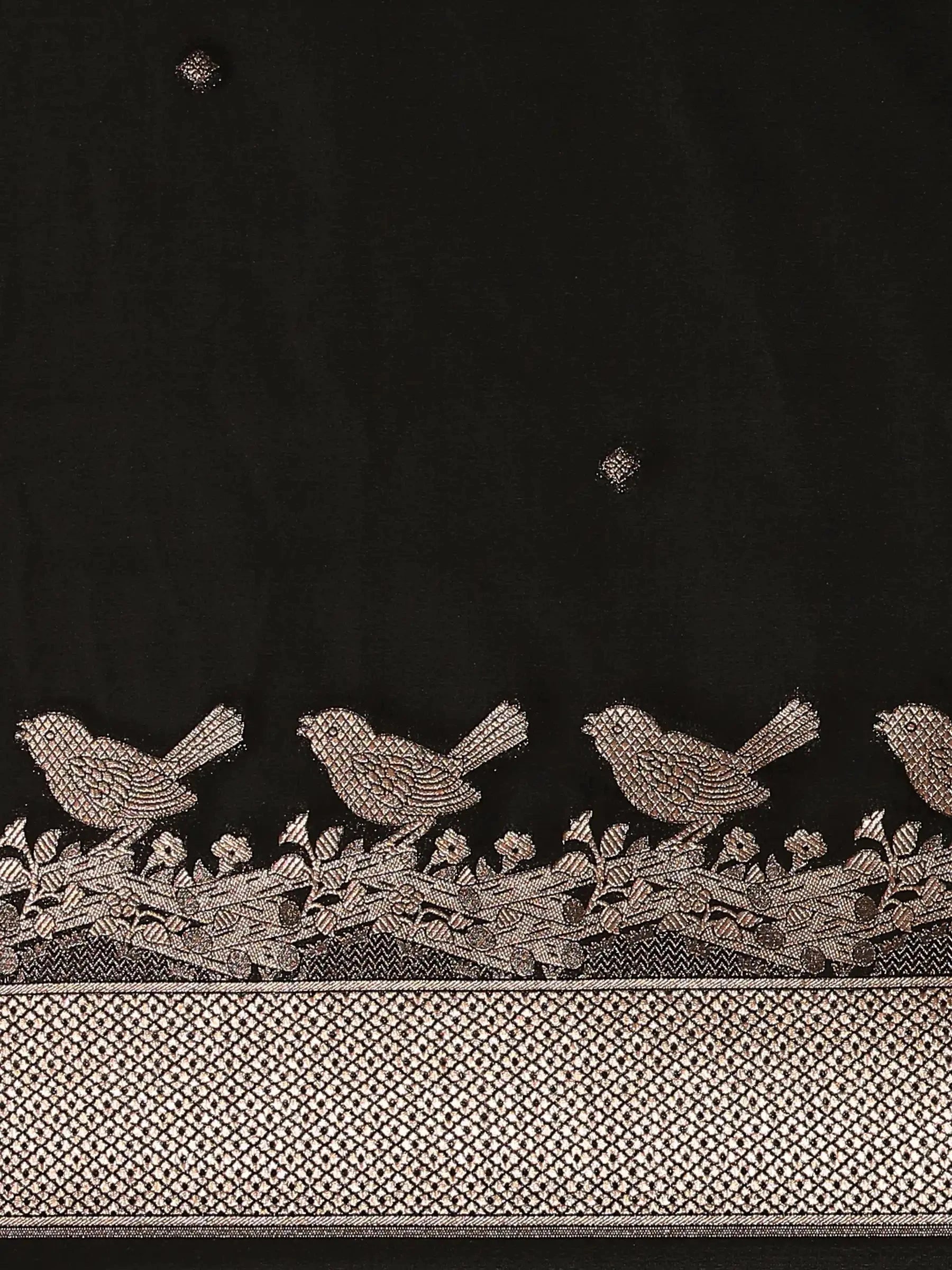 Raat Rani Black Banarasi Silk Saree