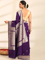 Surmayi Jaal Purple Banarasi Silk Saree