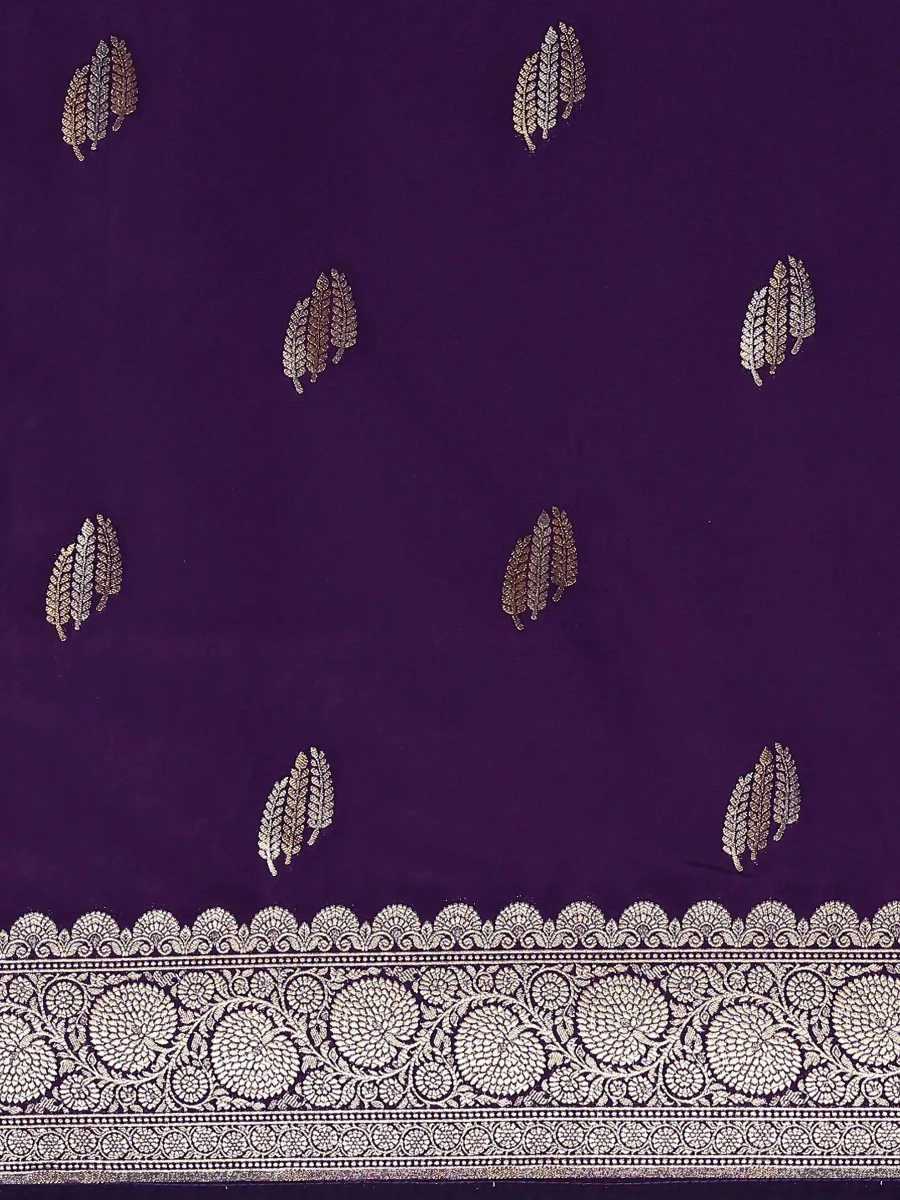 Surmayi Jaal Purple Banarasi Silk Saree