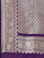 Surmayi Jaal Purple Banarasi Silk Saree