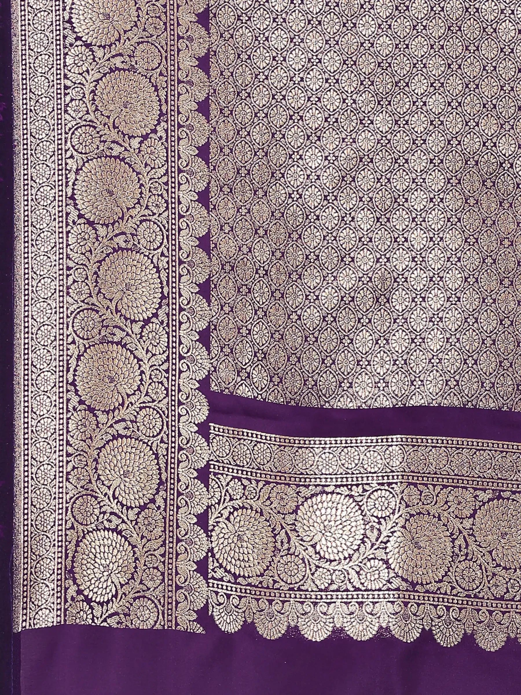 Surmayi Jaal Purple Banarasi Silk Saree