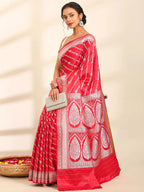 Rani Gulaab Red Banarasi Silk Saree