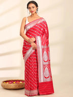 Rani Gulaab Red Banarasi Silk Saree